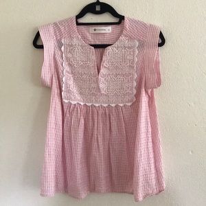 Impeccable Pig Pink and White Blouse